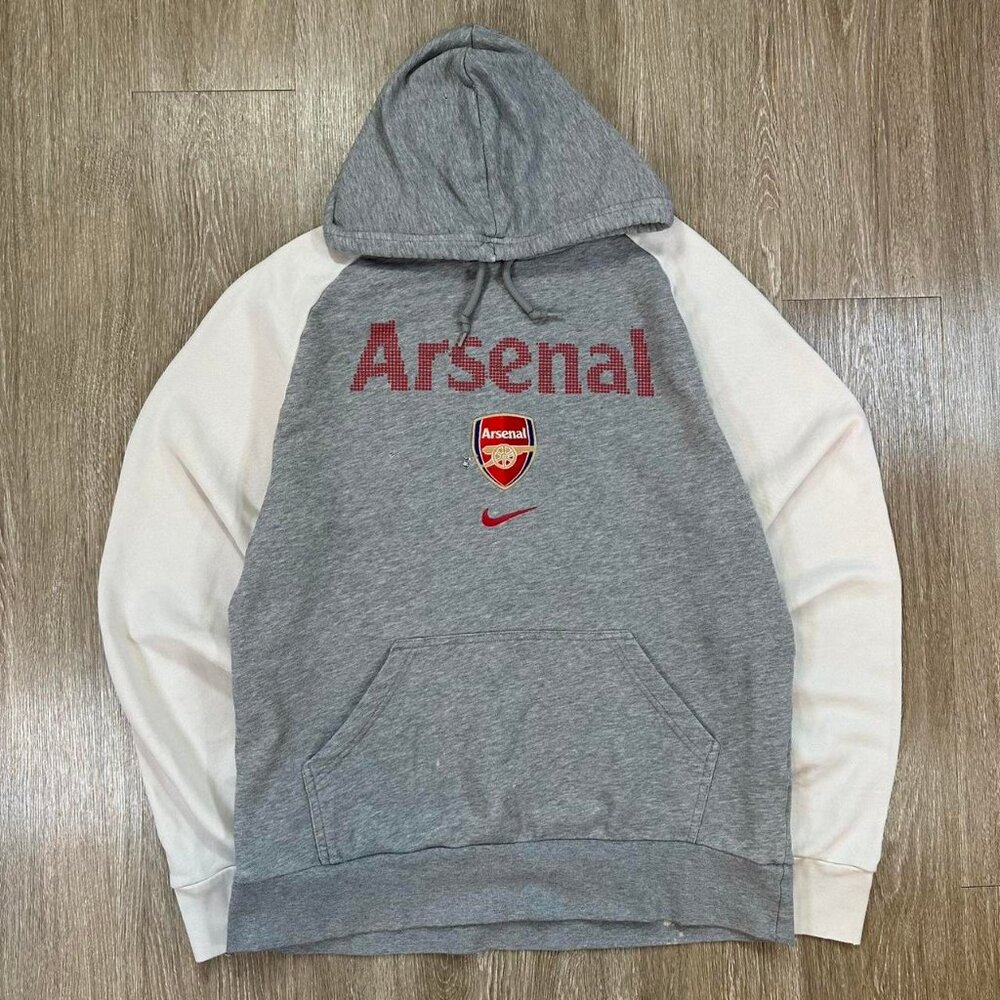 Nike Men's Grey and White Hoodie